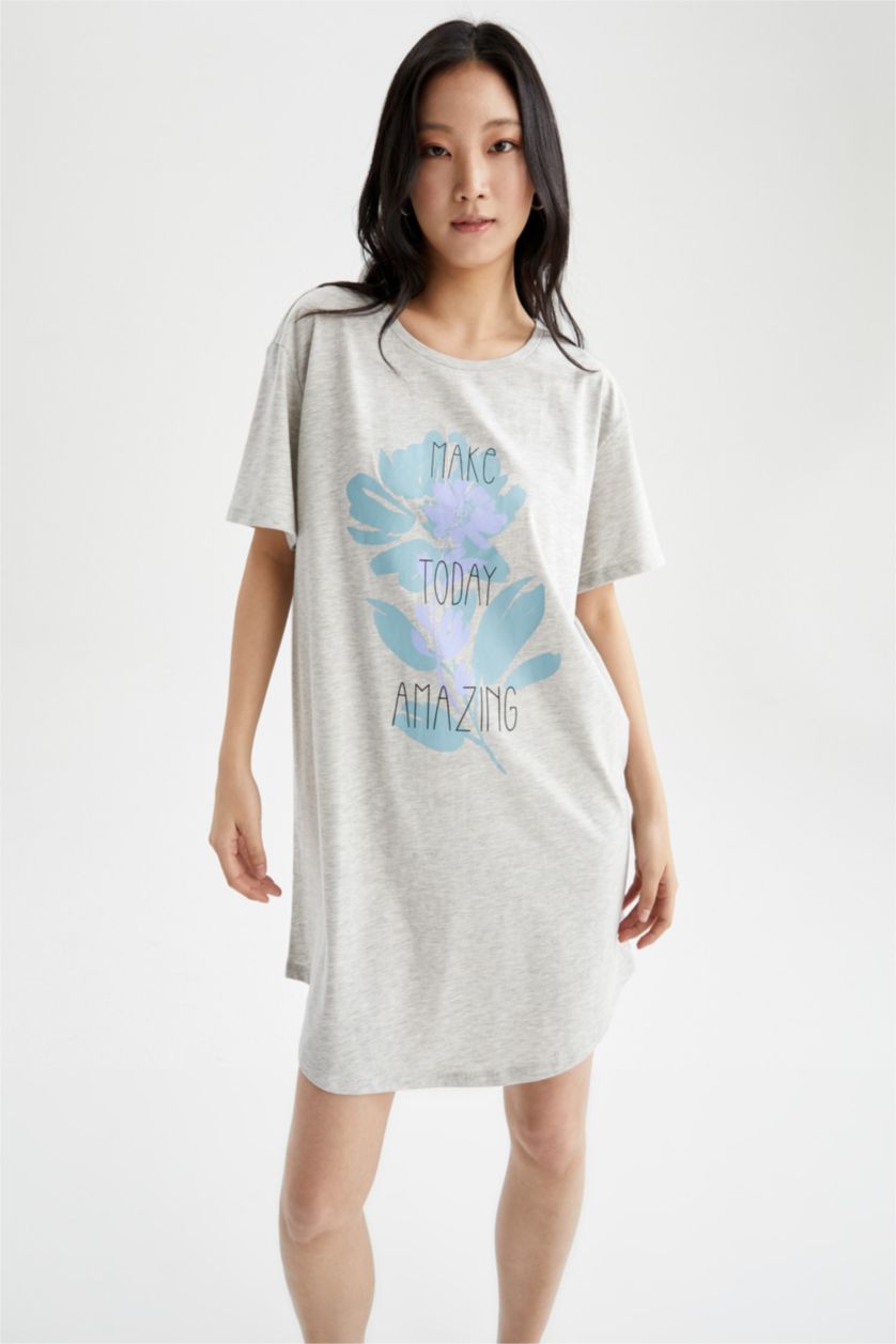 Kadın Gri Melanj Pamuklu Elbise