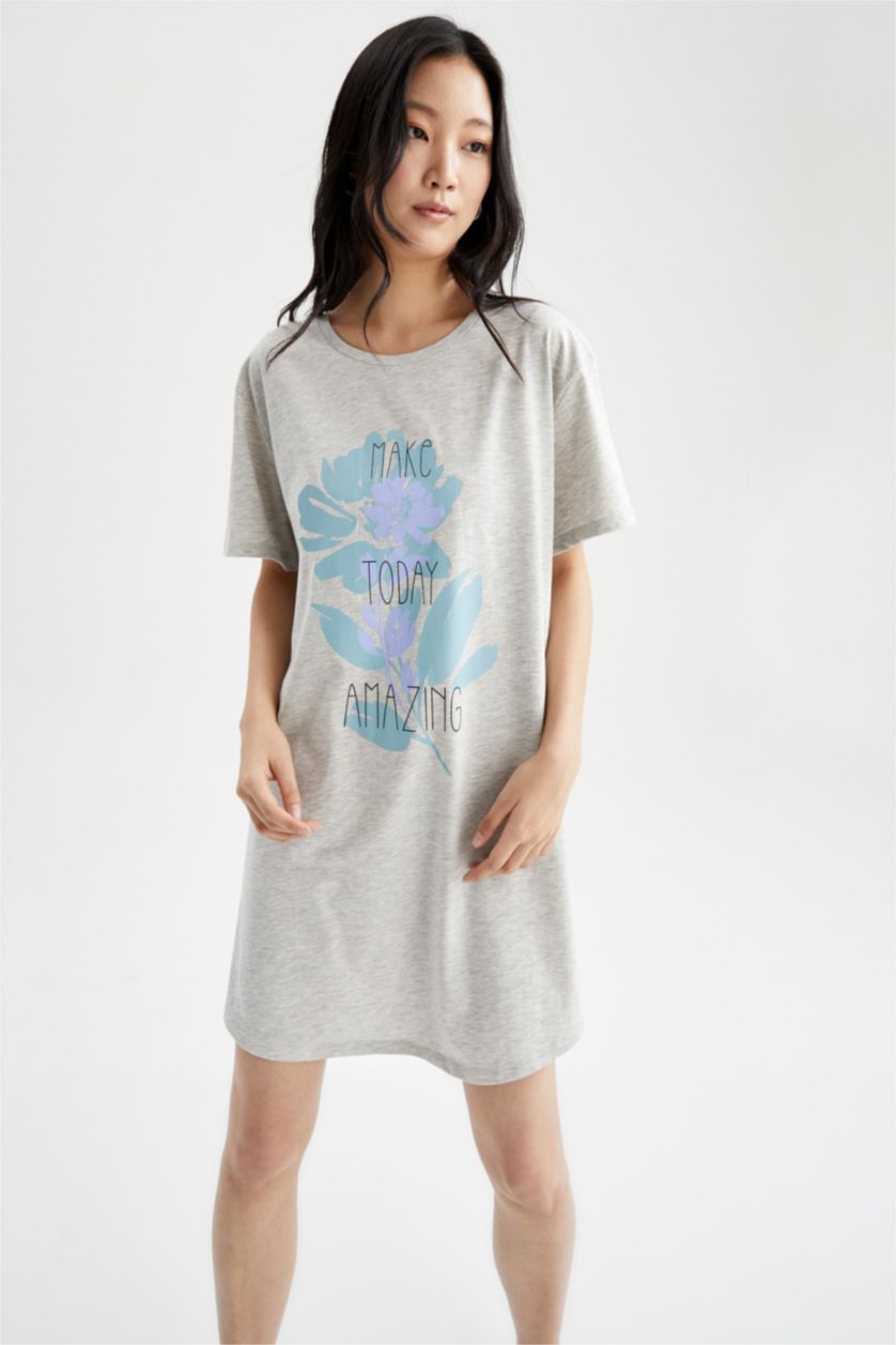 Kadın Gri Melanj Pamuklu Elbise