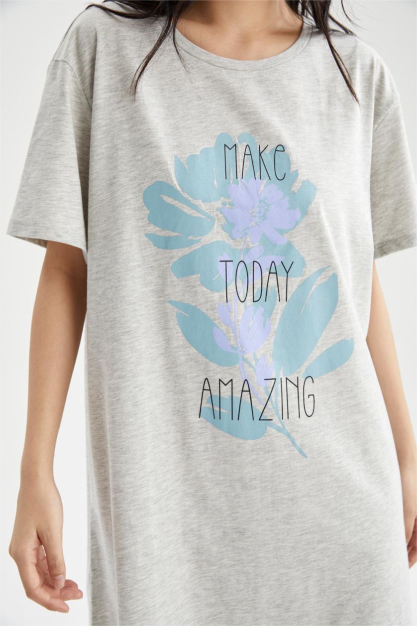 Kadın Gri Melanj Pamuklu Elbise