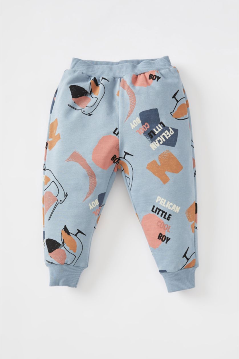 Erkek Bebek Mavi Sweatshirt Kumaşı 2'li Takım Erkek Bebek