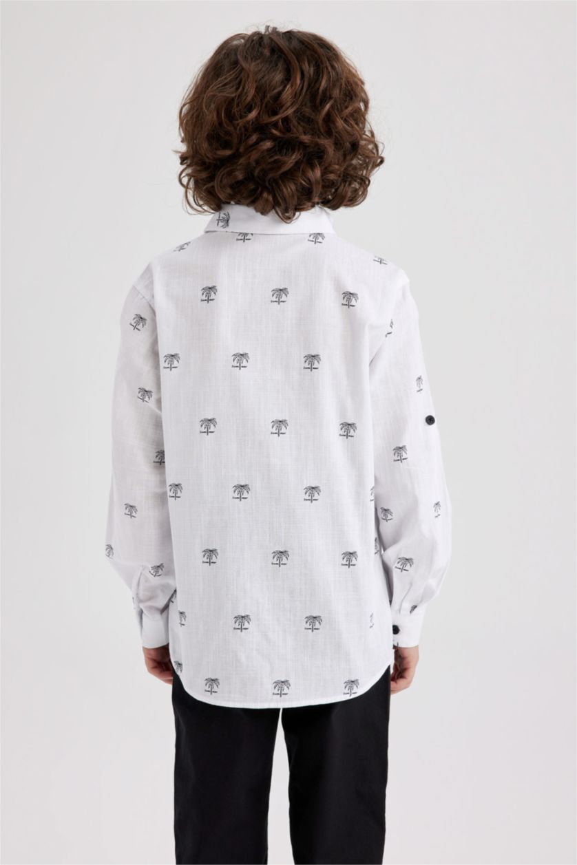 GARÇONS Blanc Chemise en coton à manches longues et coupe régulière pour garçon