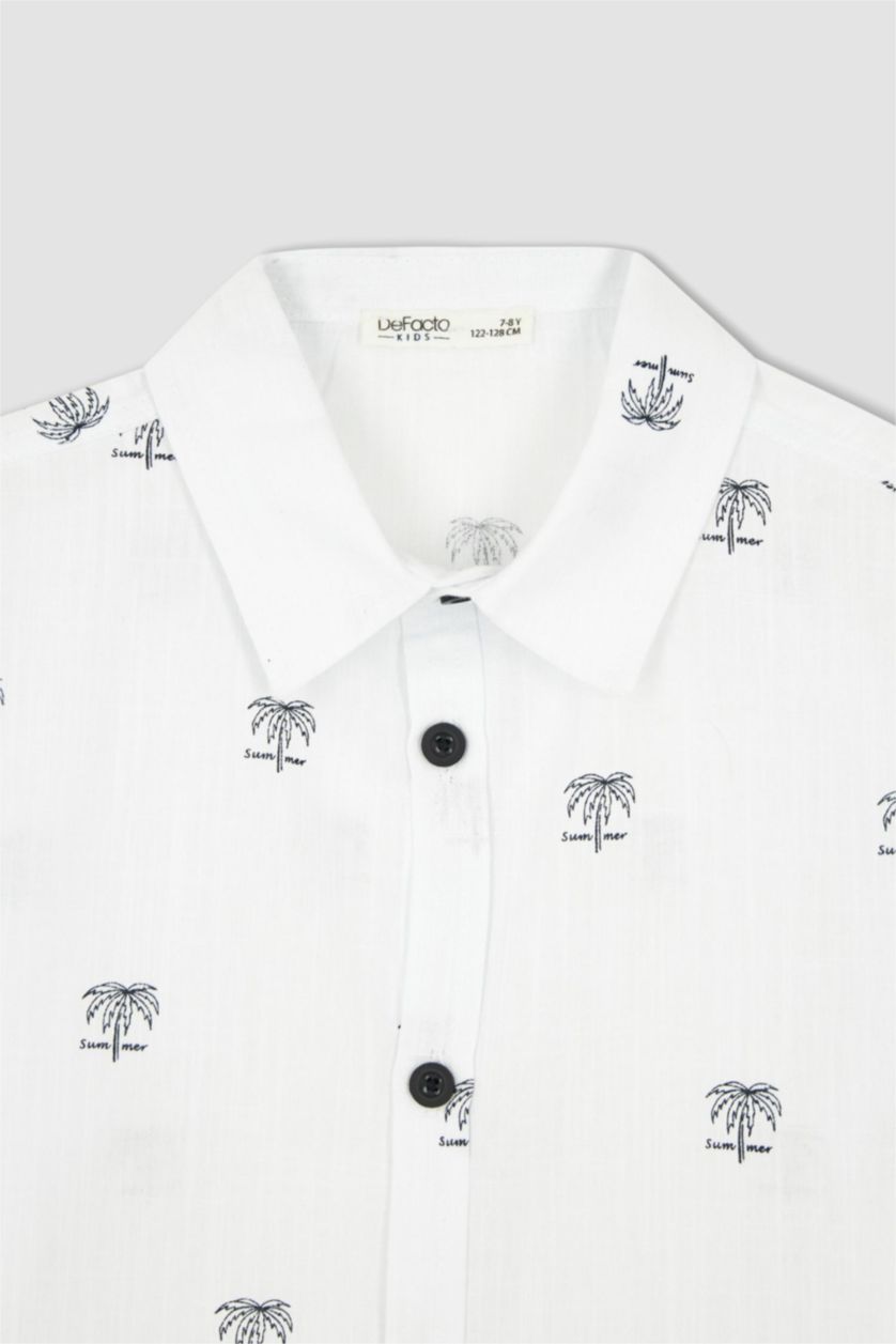 GARÇONS Blanc Chemise en coton à manches longues et coupe régulière pour garçon