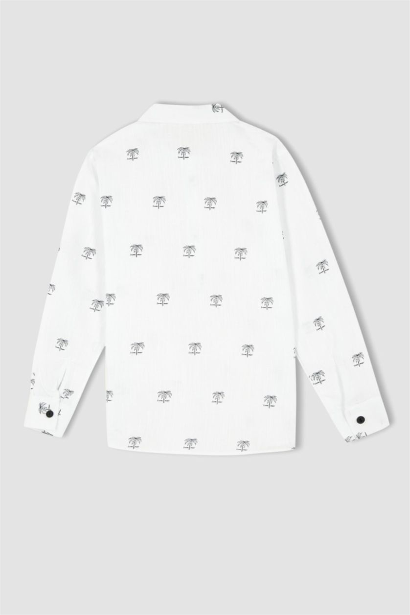 GARÇONS Blanc Chemise en coton à manches longues et coupe régulière pour garçon