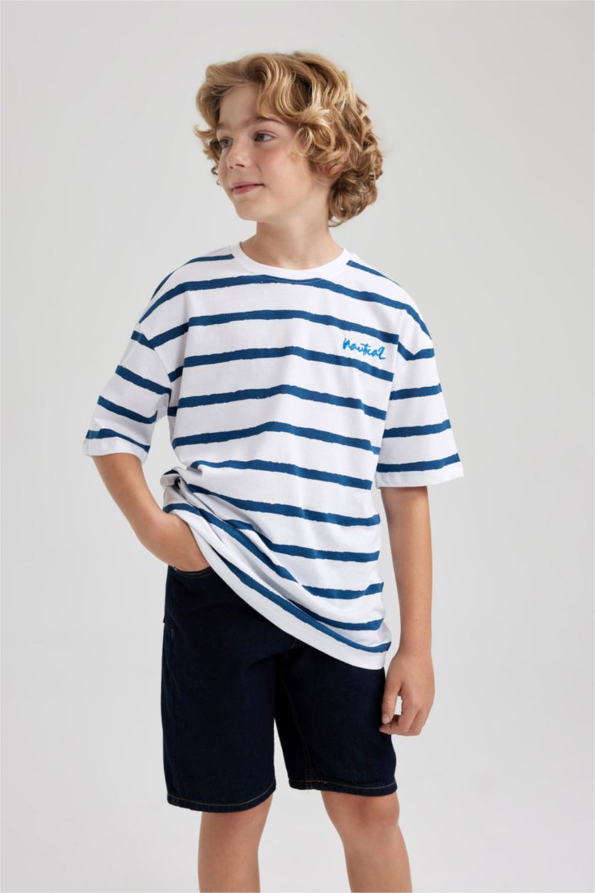 BOYS & TEENS Dark Blue Boy Balloon Fit Crop Jean Short