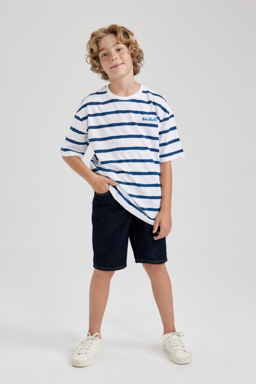 BOYS & TEENS Dark Blue Boy Balloon Fit Crop Jean Short