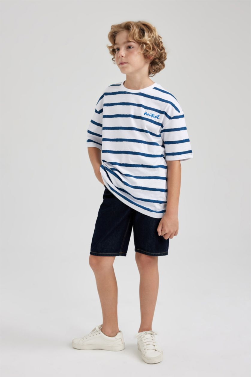 BOYS & TEENS Dark Blue Boy Balloon Fit Crop Jean Short