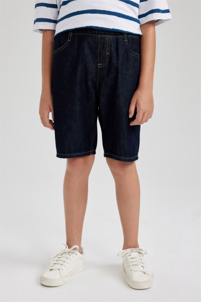 BOYS & TEENS Dark Blue Boy Balloon Fit Crop Jean Short