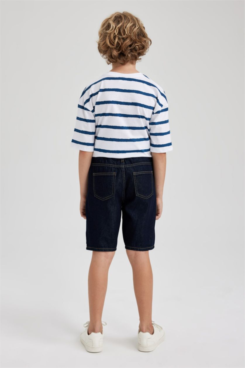 BOYS & TEENS Dark Blue Boy Balloon Fit Crop Jean Short