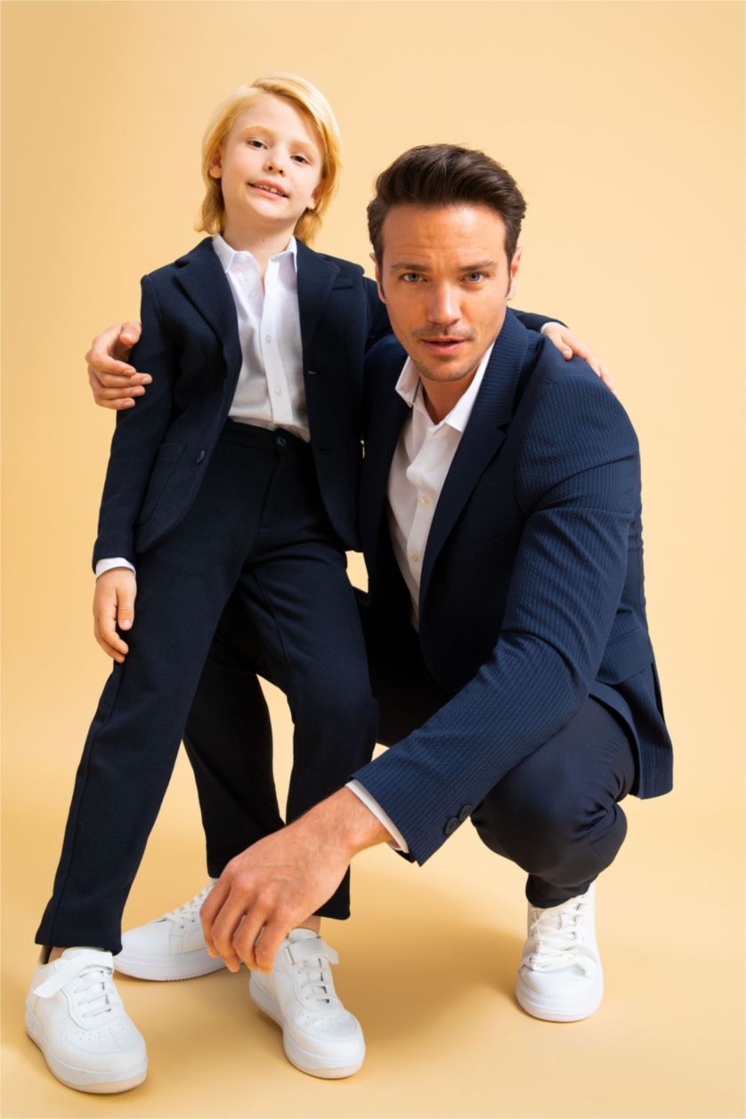 GARÇONS Marin Veste Blazer à coupe régulière avec poches pour Garçon