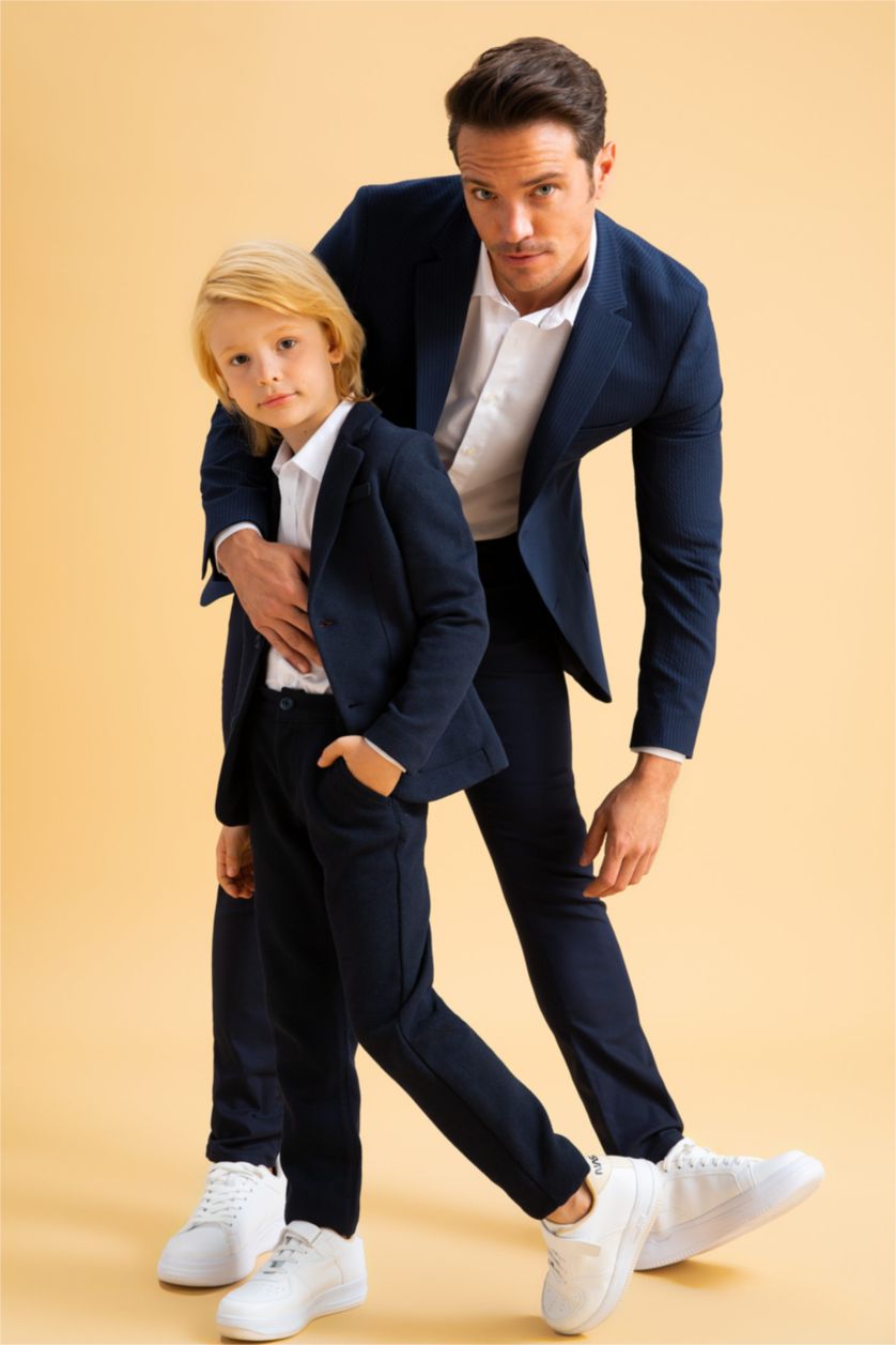 GARÇONS Marin Veste Blazer à coupe régulière avec poches pour Garçon