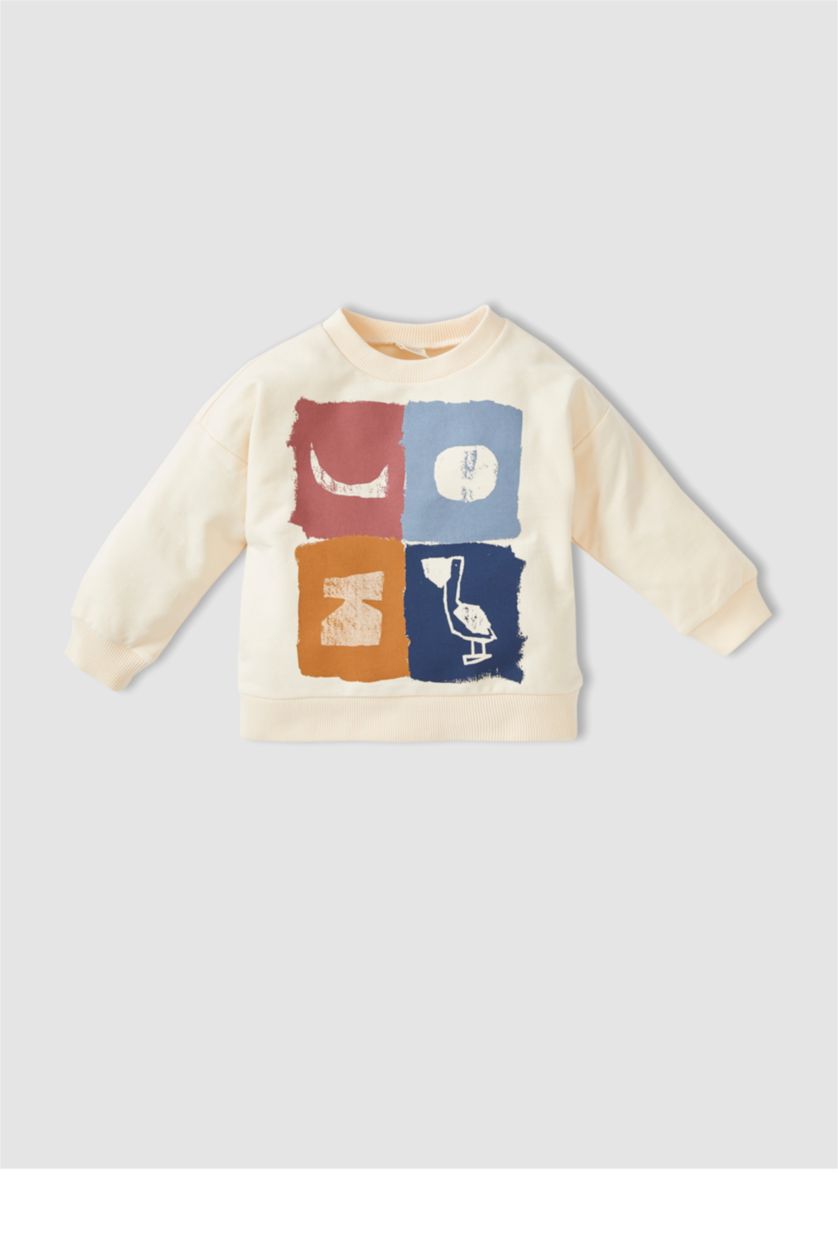 BABY BOY Ecru Regular Fit Long Sleeve Colour Block Sweatshirt