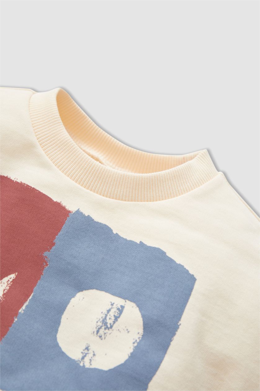 BABY BOY Ecru Regular Fit Long Sleeve Colour Block Sweatshirt