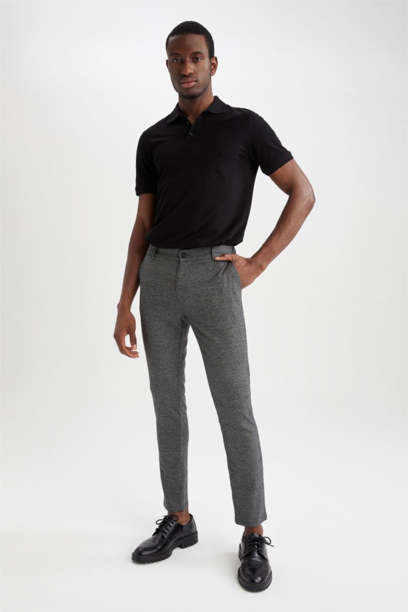 HOMME Anthracite Pantalon chino jogger à motif pied-de-biche