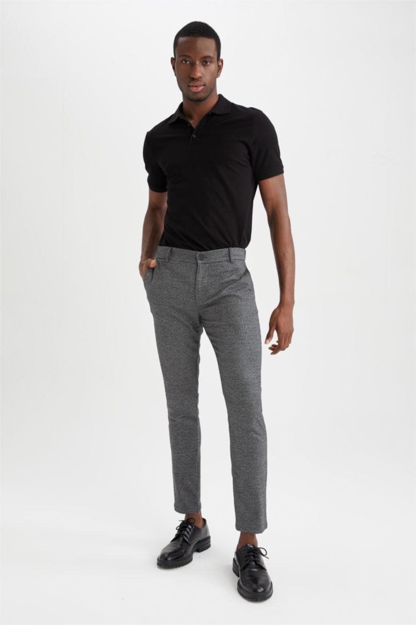 HOMME Anthracite Pantalon chino jogger à motif pied-de-biche