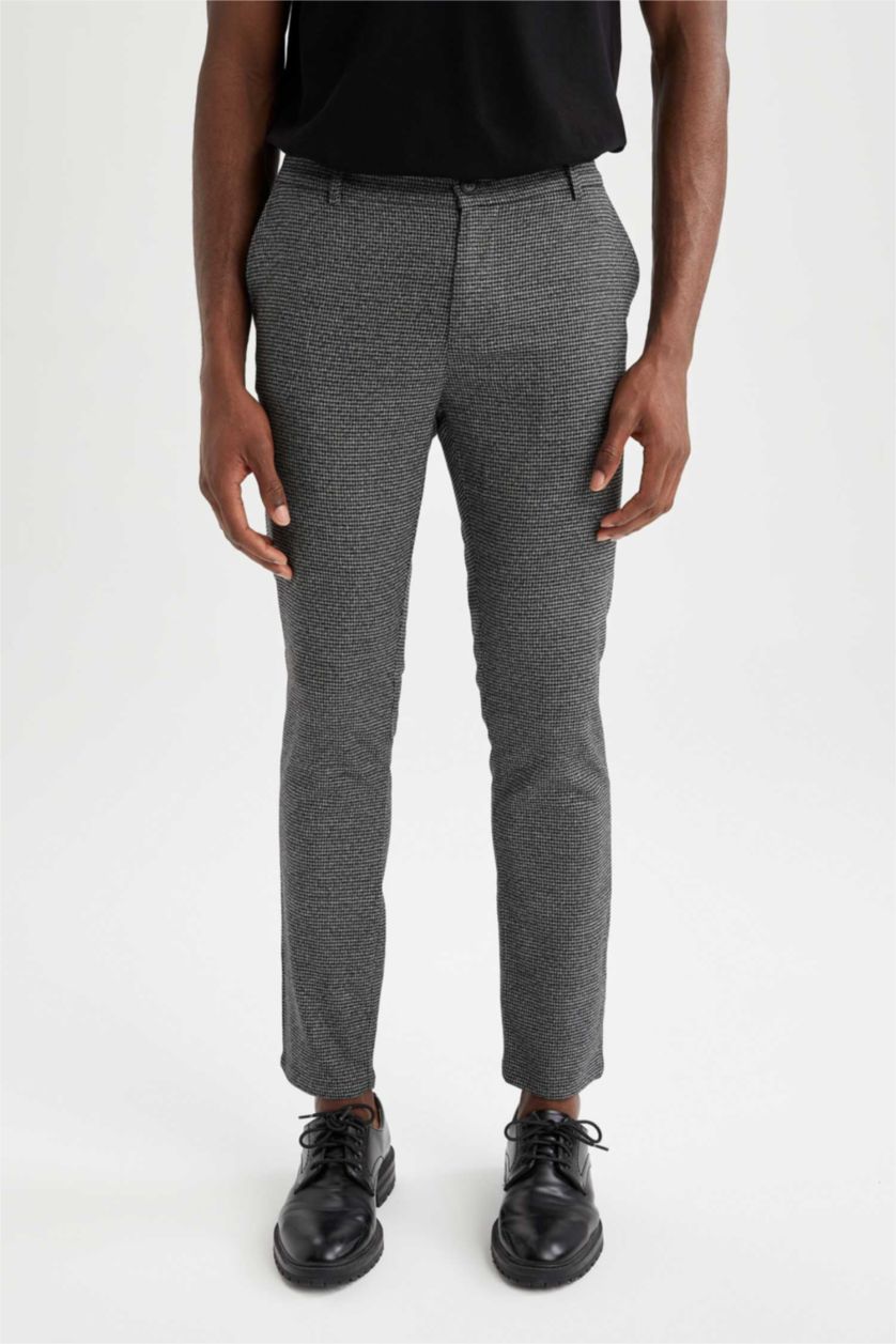 HOMME Anthracite Pantalon chino jogger à motif pied-de-biche