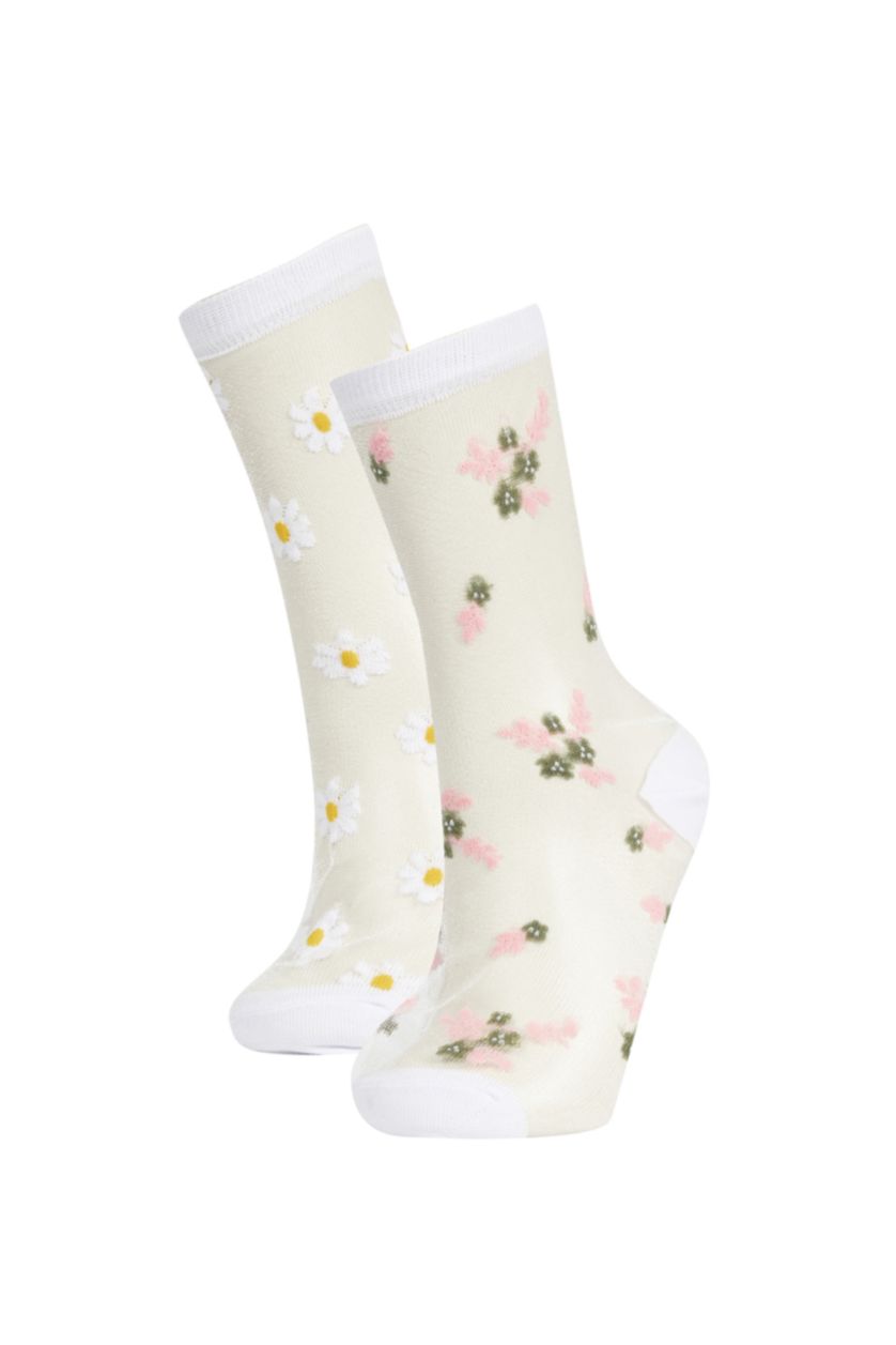 Женщины Белый Длинные носки из хлопка для женщин, 2 пары