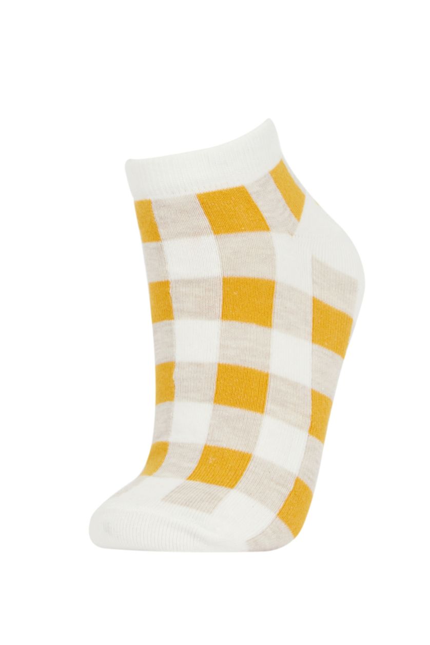 Kadın Sarı Kadın 3'lü Pamuklu Patik Çorap