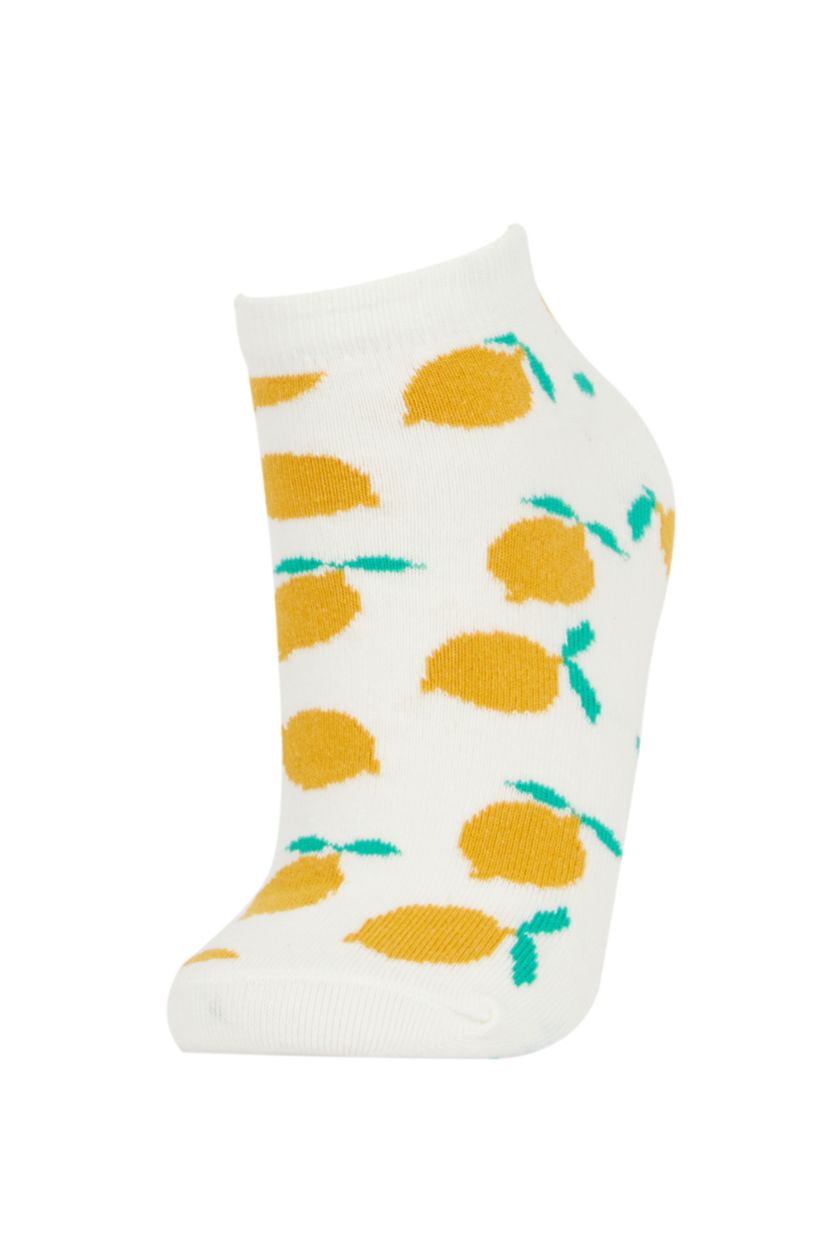 Kadın Sarı Kadın 3'lü Pamuklu Patik Çorap