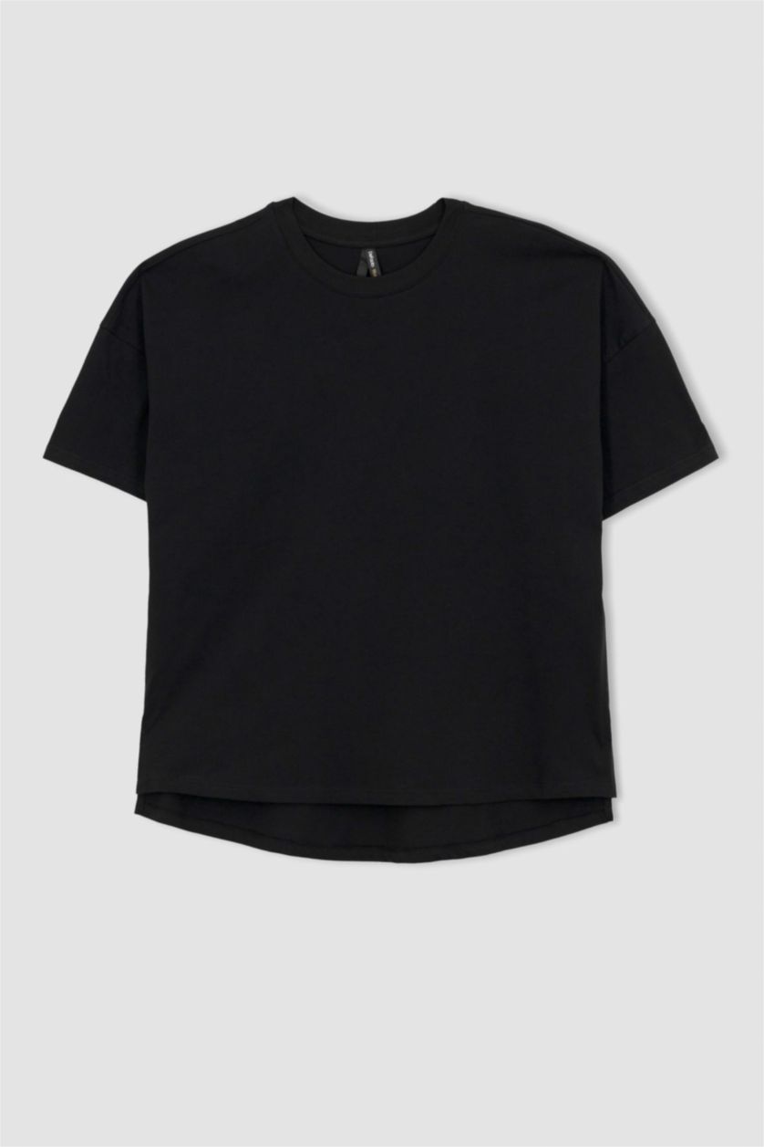 FEMME Noir T-Shirt Oversize En Coton À Col Rond