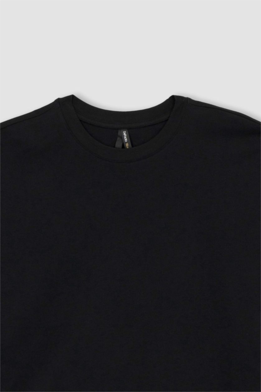 FEMME Noir T-Shirt Oversize En Coton À Col Rond