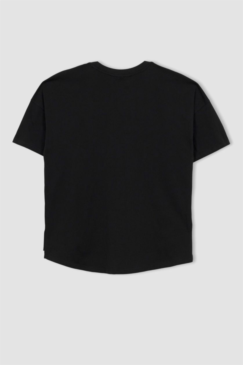 FEMME Noir T-Shirt Oversize En Coton À Col Rond