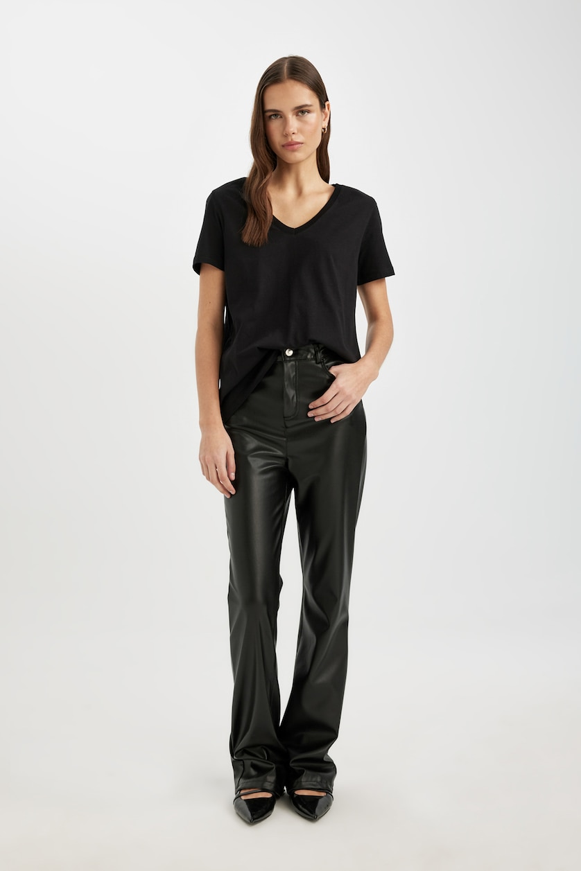 WOMAN Black Regular Fit Short Sleeve T-Shirt