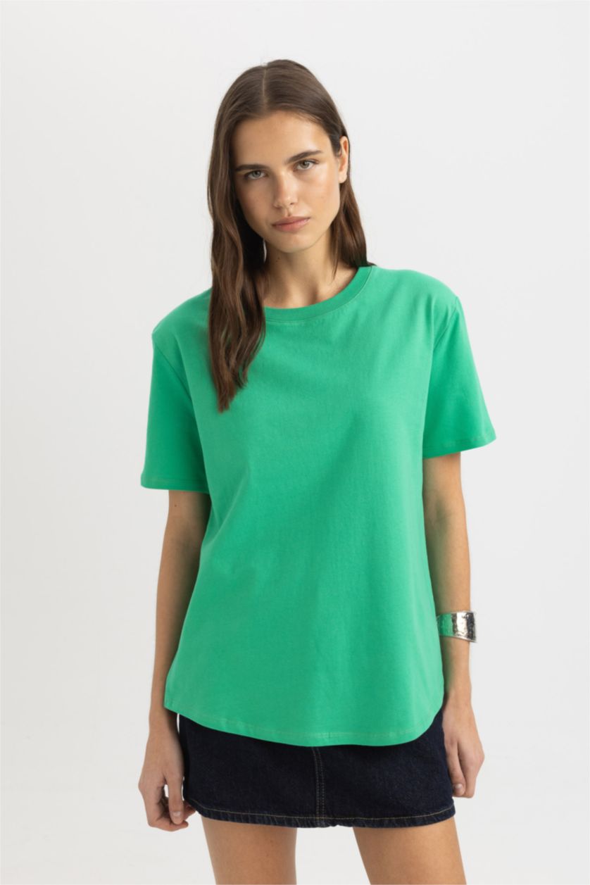 WOMAN Green Regular Fit Short Sleeve T-Shirt