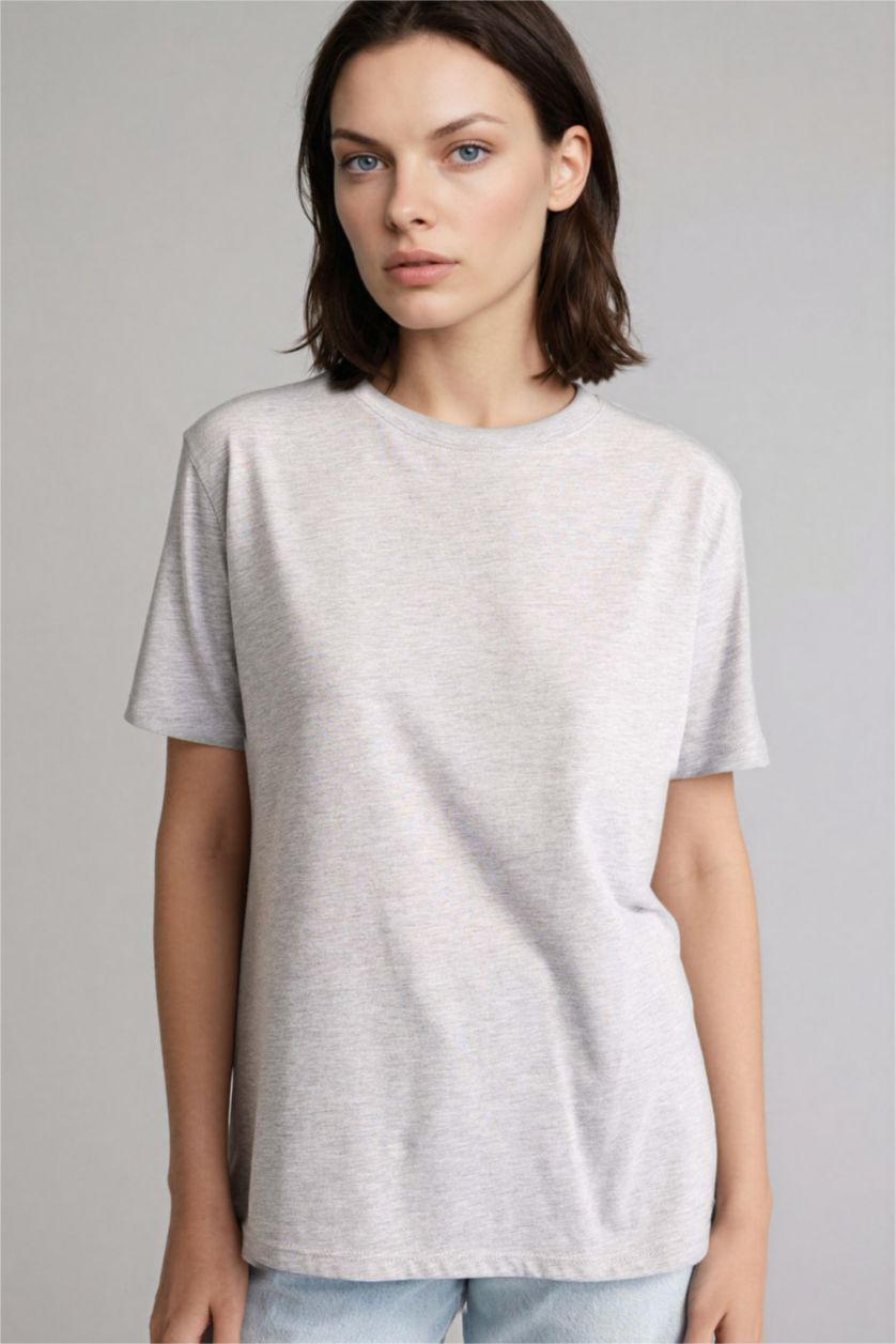 نساء ميلانج رمادي Woman Short Sleeve T-Shirt