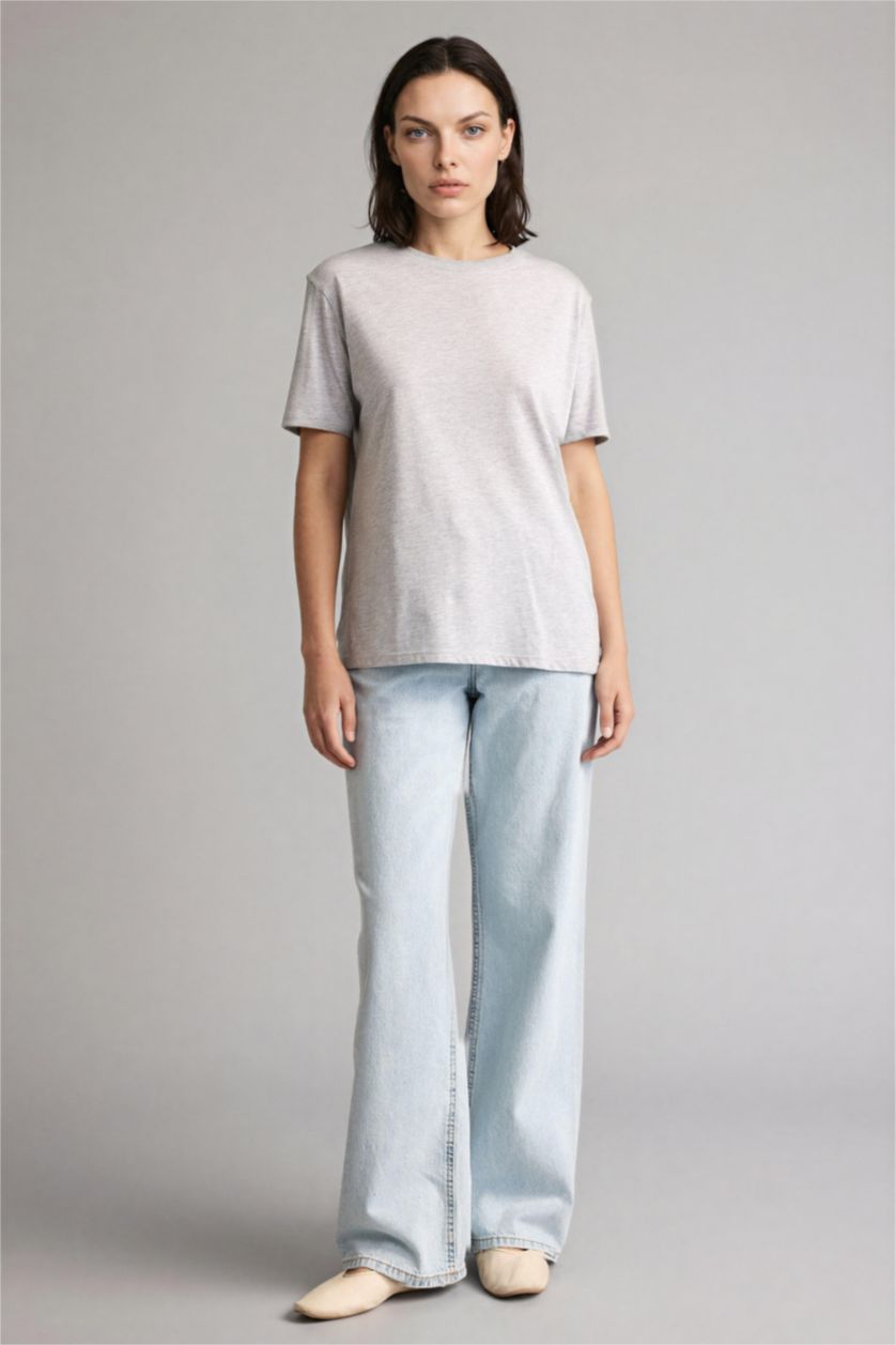 نساء ميلانج رمادي Woman Short Sleeve T-Shirt