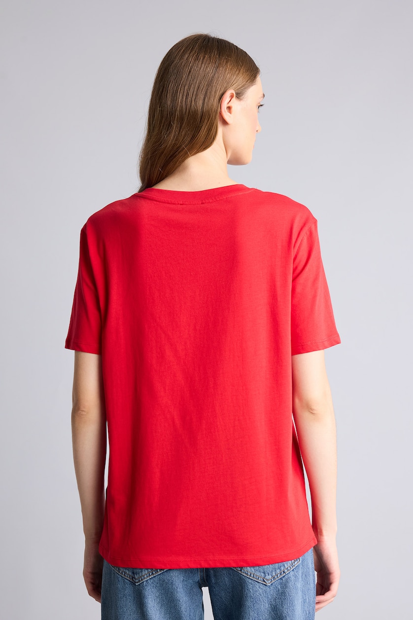 Women Red Regular Fit Short Sleeve T-Shirt