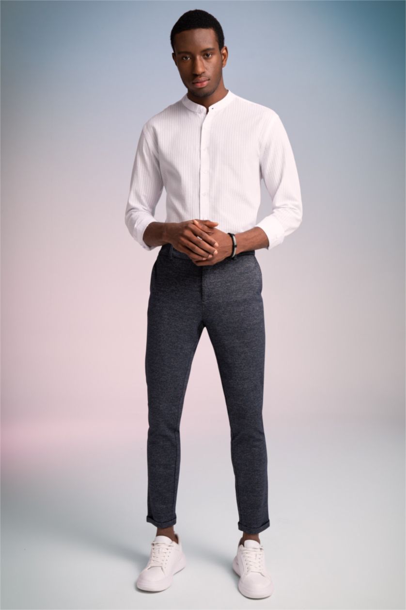 رجال أبيض قميص عصري كم طويل بياقة كبيرة