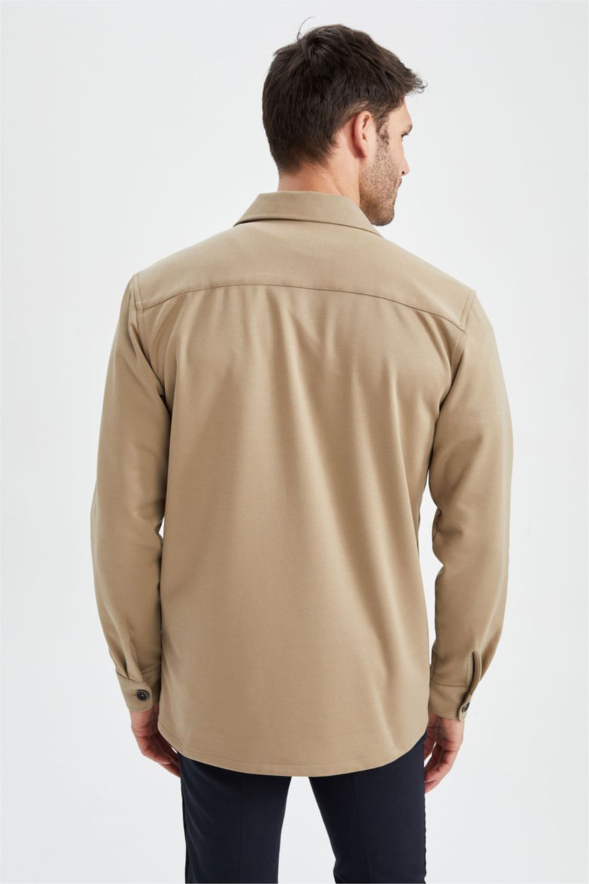 HOMME Beige Chemises à manches longues Coupe Régulière