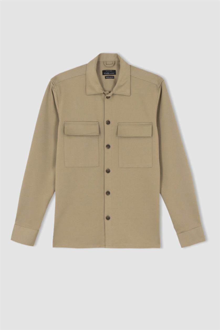 HOMME Beige Chemises à manches longues Coupe Régulière