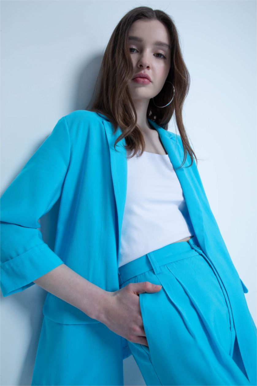 Kadın Turkuaz Regular Fıt Blazer Ceket