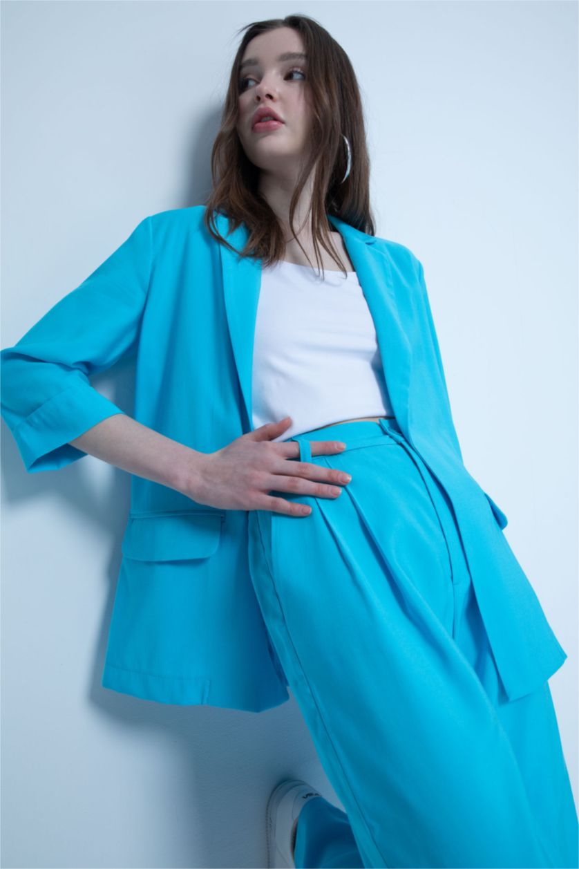 Kadın Turkuaz Regular Fıt Blazer Ceket