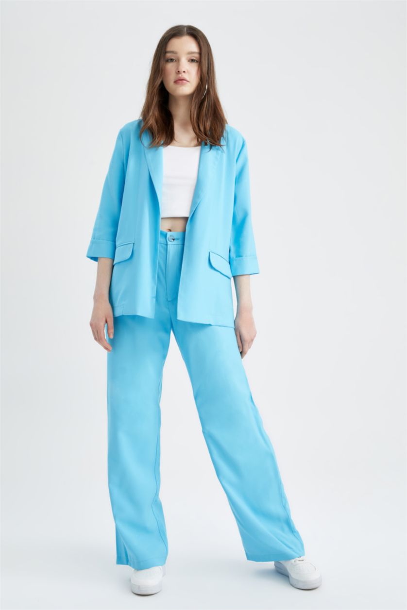 Kadın Turkuaz Regular Fıt Blazer Ceket