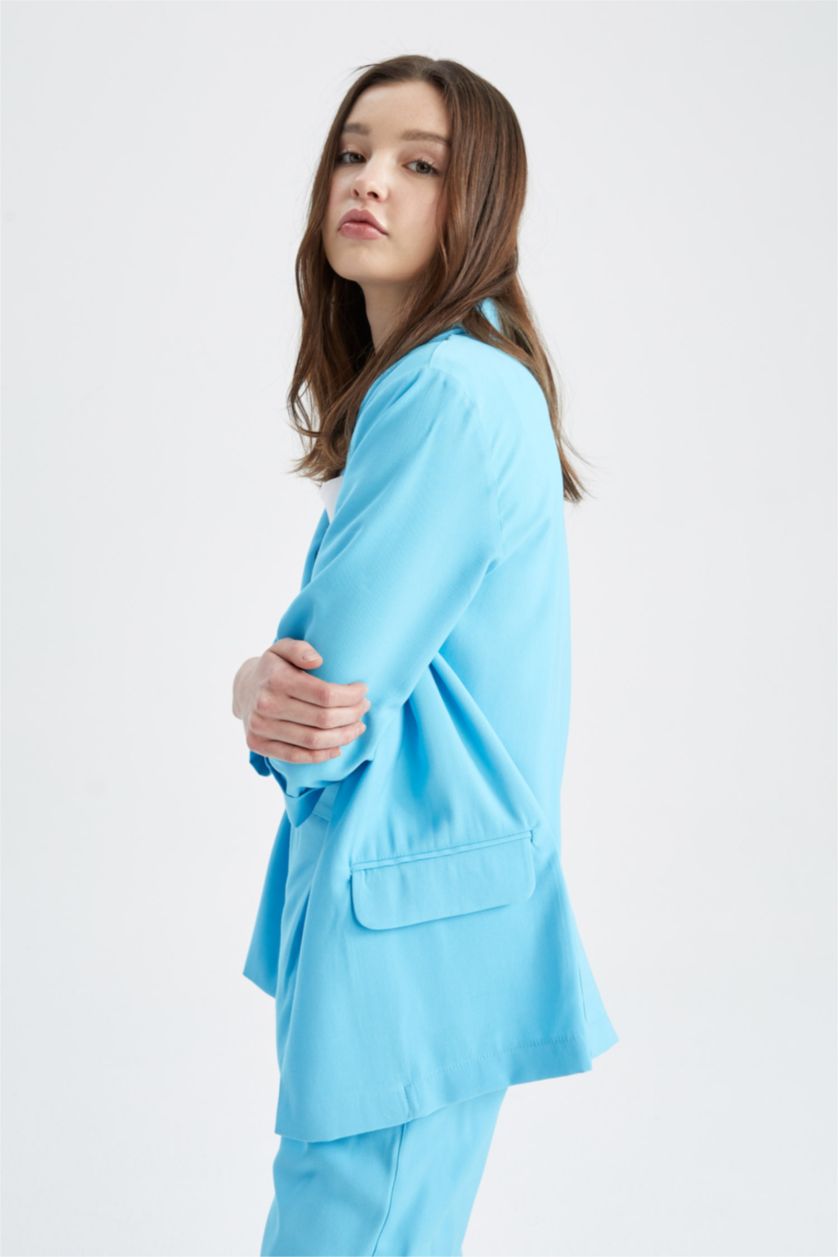 Kadın Turkuaz Regular Fıt Blazer Ceket