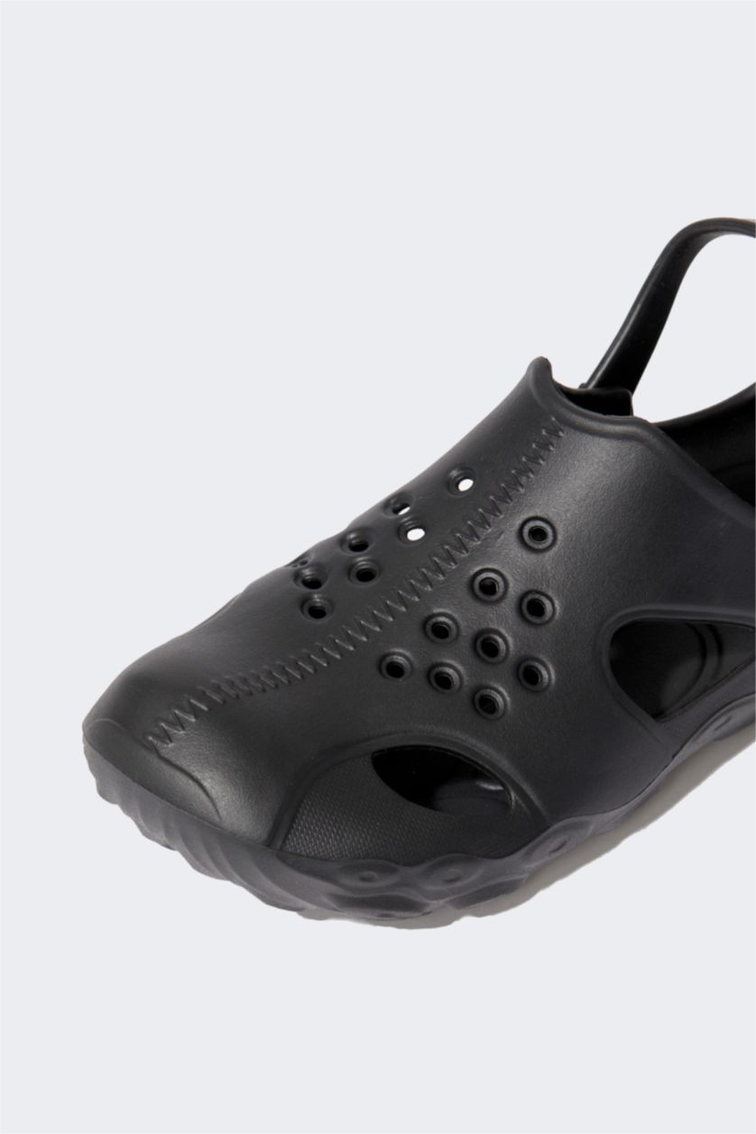 Erkek Siyah Erkek Suni Deri Eva Sandalet