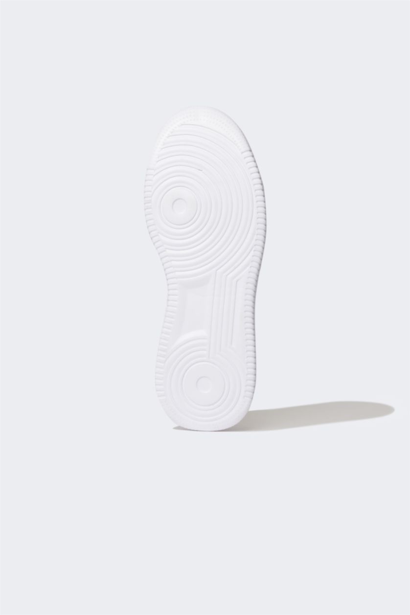 Erkek Kırık Beyaz Erkek Suni Deri Bağcıklı Spor Ayakkabı