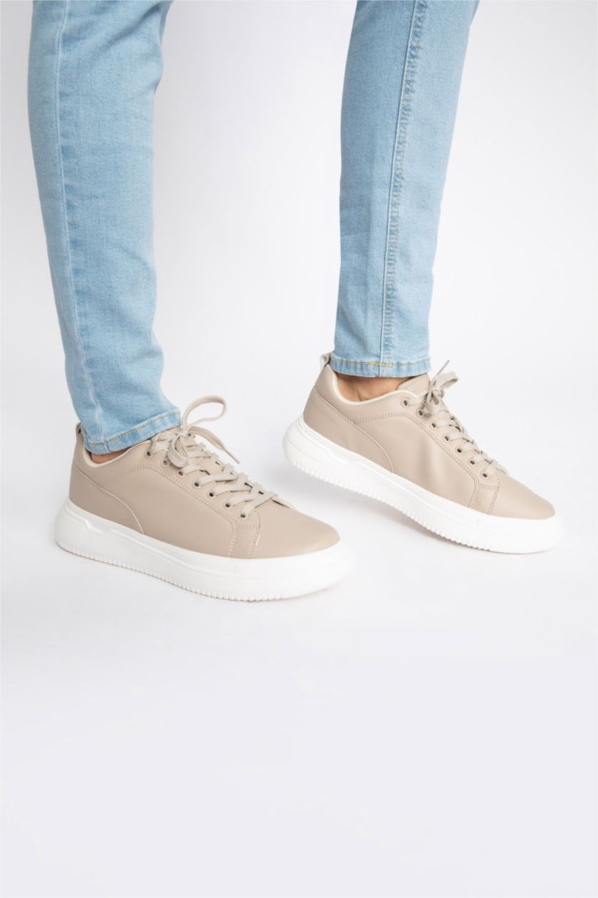 رجال بيج سنيكرز رجالي جلد صناعي بكعب عالي برباط