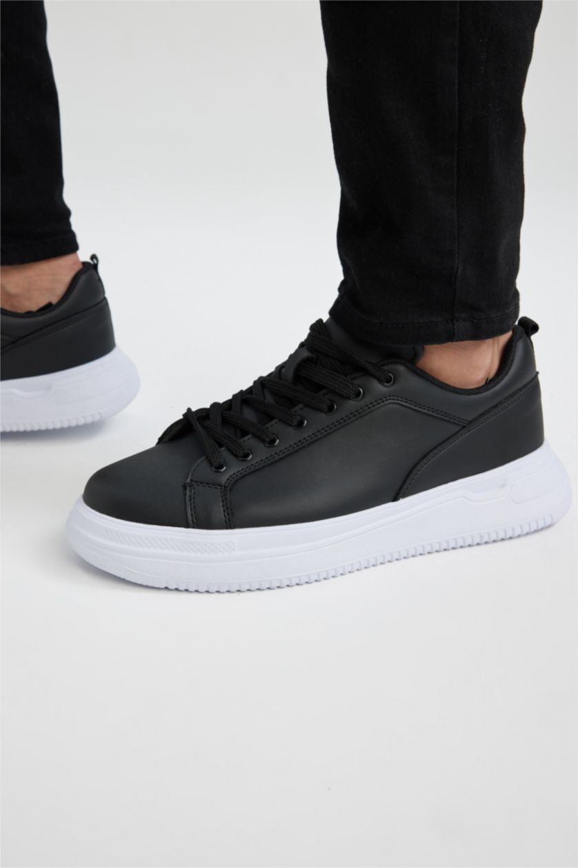 HOMME Noir Basket à Semelle Plate Pour Homme