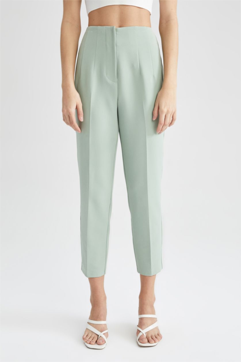Woman Mint High Waist Slim Fit Trousers