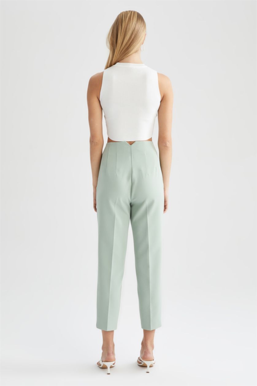 Woman Mint High Waist Slim Fit Trousers