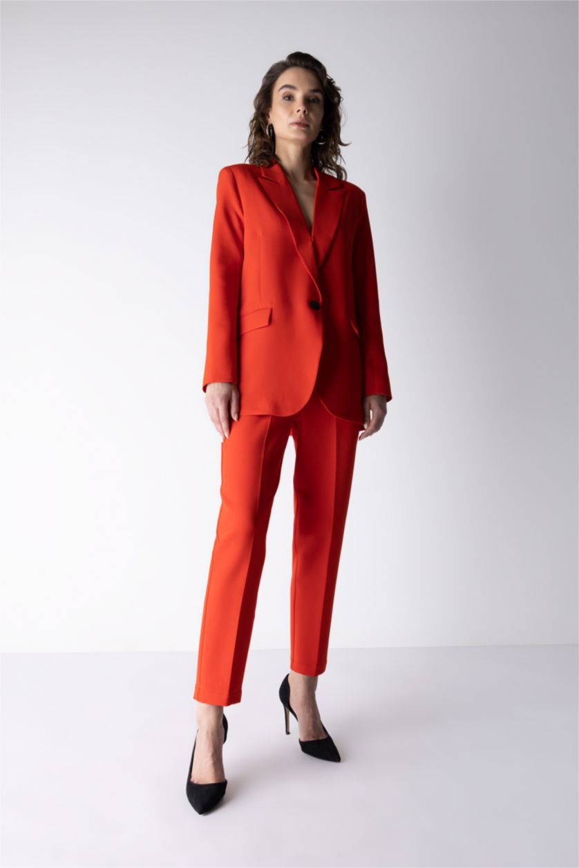 Женщины Красный Брюки приталенного кроя