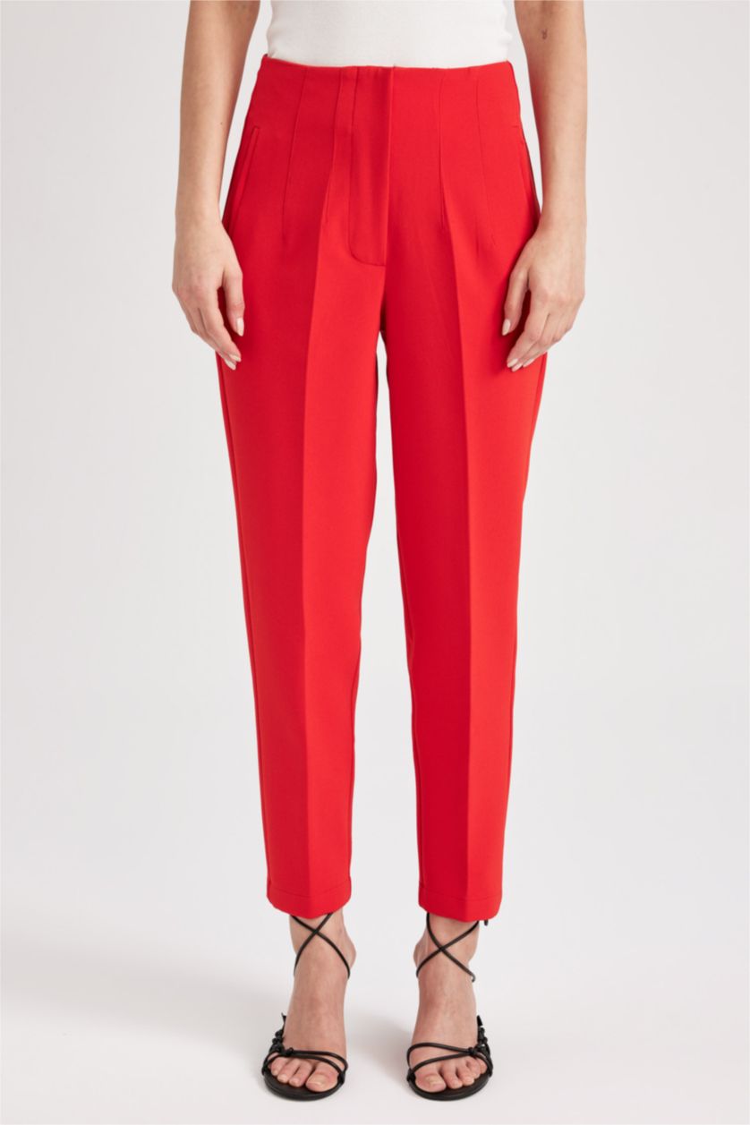 Женщины Красный Брюки приталенного кроя