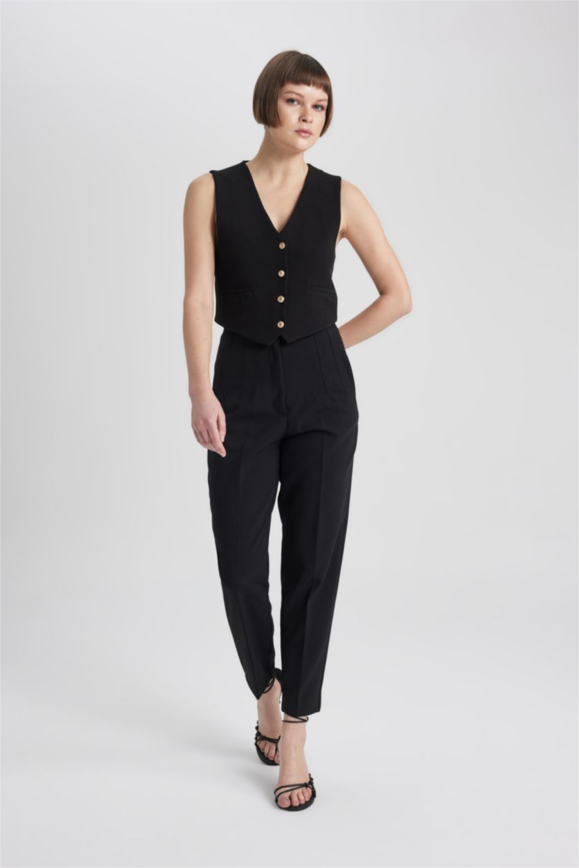 WOMAN Black High Waist Slim Fit Trousers