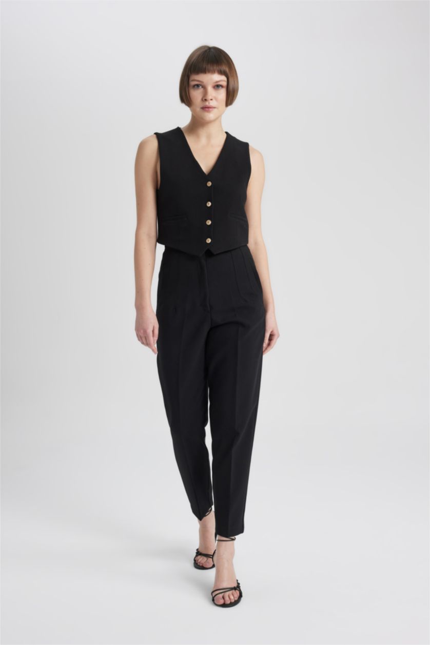 WOMAN Black High Waist Slim Fit Trousers