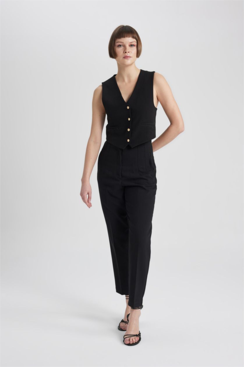 WOMAN Black High Waist Slim Fit Trousers
