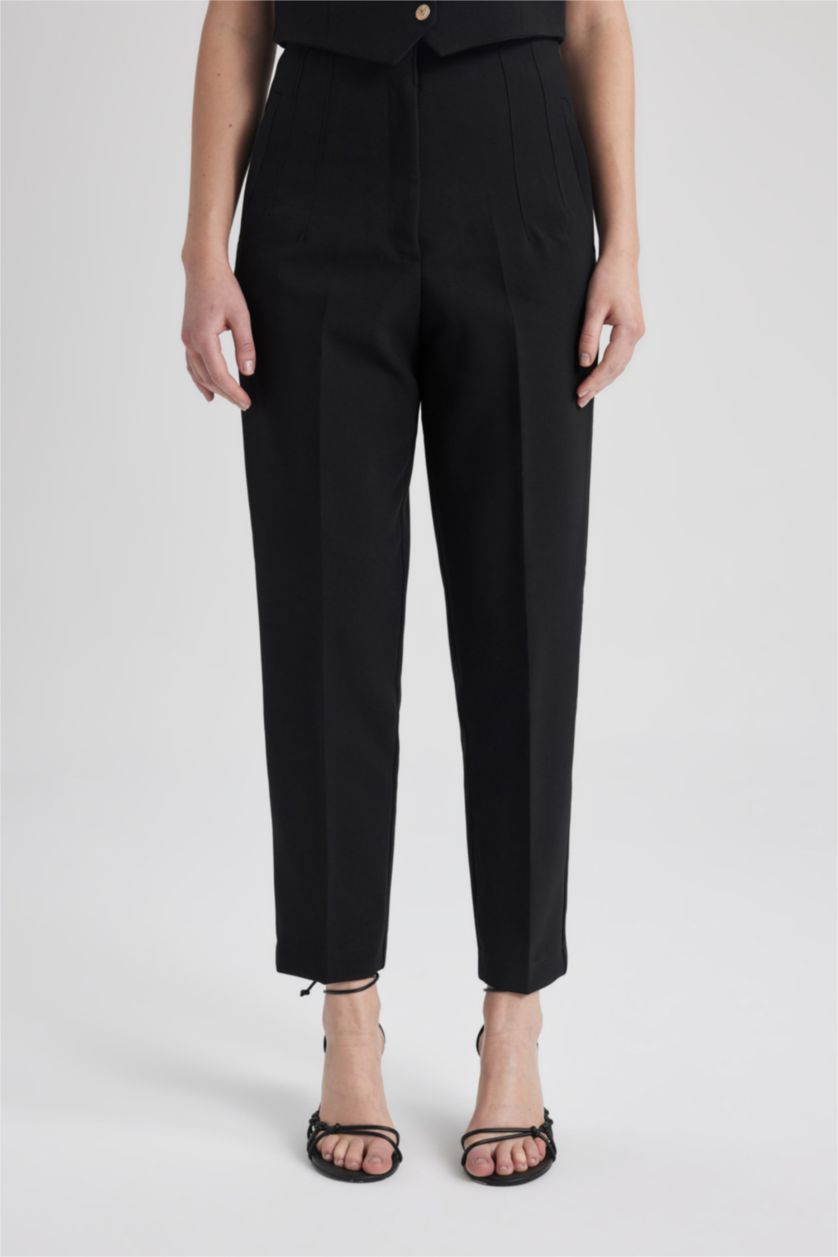 WOMAN Black High Waist Slim Fit Trousers