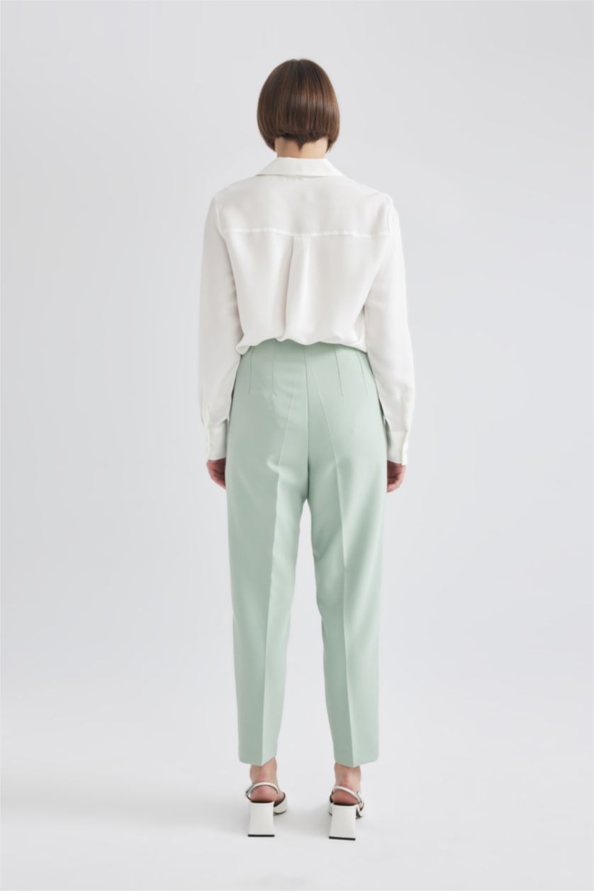 Женщины Мятный Брюки приталенного кроя с высокой талией